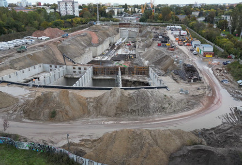 Budowa podziemnego przystanku Koziny na trasie tunelu średnicowego